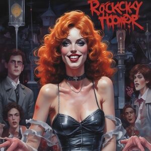 Rocky Horror Inspired Art Print with Bold Orange and Black